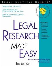 Front cover of Legal research made easy by Suzan Herskowitz Singer