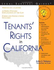 Front cover of Tenants rights in California by John Talamo