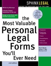 Front cover of The most valuable personal legal forms you'll ever need by Mark Warda