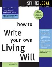 Cover of How to write your own living will by Edward A. Haman