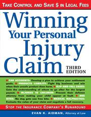 Front cover of Winning your personal injury claim by Evan K. Aidman