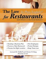 Cover of The law (in plain English) for restaurateurs and others in the food industry by Leonard D. DuBoff