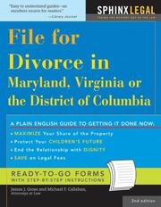 Cover of File for divorce in Maryland, Virginia or the District of Columbia by James J. Gross