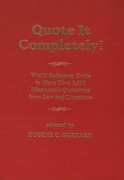 Cover of Quote It Completely by Eugene C. Gerhart