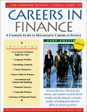 Front cover of The Harvard Business School Guide to Careers in Finance 2000 by Unknown