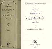 Cover of A select bibliography of chemistry by Henry Carrington Bolton