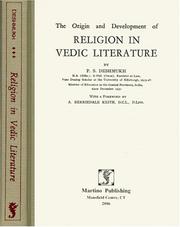 Front cover of The origin and development of religion in Vedic literature by Pañjābarāva Deśamukha