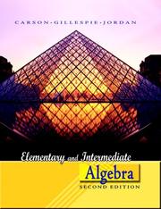 Cover of Elementary and intermediate algebra by Carson, Tom