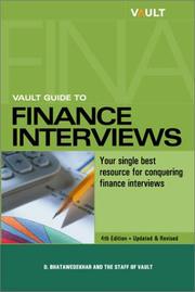 Cover of Vault guide to finance interviews by D. Bhatawedekhar