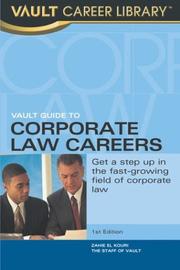 Front cover of Vault Guide to Corporate Law Careers by Zahie Kouri