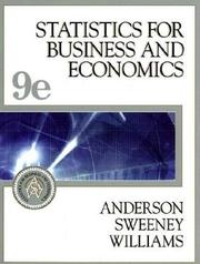Front cover of Statistics for Business and Economics, Ninth Edition by David Ray Anderson