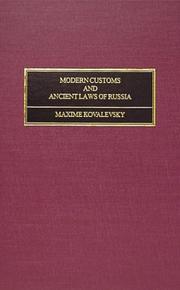 Front cover of Modern customs and ancient laws of Russia by M. M. Kovalevskiĭ