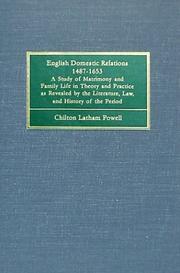 Front cover of English domestic relations, 1487-1653 by Chilton Latham Powell