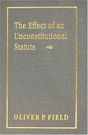 Front cover of The effect of an unconstitutional statute by Oliver Peter Field