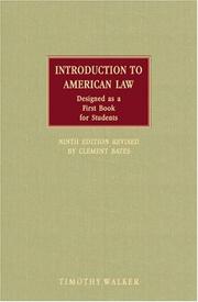 Cover of Introduction to American law by Walker, Timothy