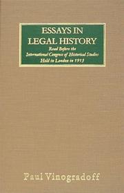 Front cover of Essays in legal history read before the International Congress of Historical Studies held in London in 1913 by International Congress of Historical Sciences (1913 London)