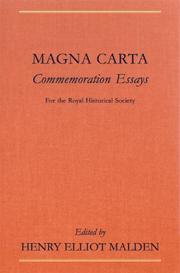 Cover of Magna Carta Commemoration Essays by Henry Elliot Malden