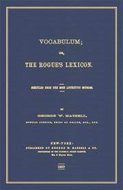 Cover of Vocabulum, or, The rogue's lexicon by George W. Matsell