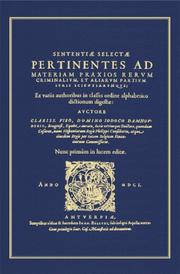 Cover of Sententiae selectae pertinentes ad materiam praxios rerum criminalium et aliarum partium iuris scientiarumque by Joost de Damhoudere