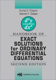 Front cover of Handbook of exact solutions for ordinary differential equations by Andrei D. Polyanin