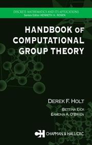 Front cover of Handbook of computational group theory by Derek F. Holt