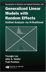 Cover of Generalized linear models with random effects by Youngjo Lee