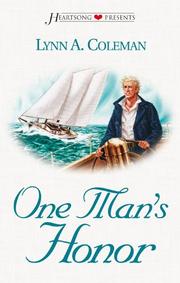 Cover of One man's honor by Lynn A. Coleman