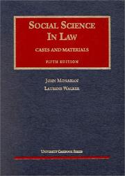 Front cover of Social science in law by John Monahan