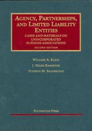 Cover of Agency, partnerships, and limited liability entities by William A. Klein
