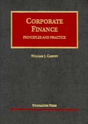 Cover of Corporate Finance by William J. Carney