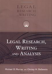 Cover of Legal research, writing, and analysis by Michael D. Murray