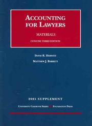 Front cover of Accounting for Lawyers Materials Concise Third Edition 2005 Supplement by Mathew J. Barrett
