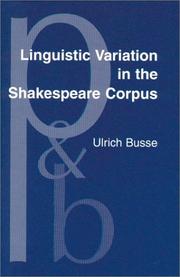 Cover of Linguistic variation in the Shakespeare corpus by Ulrich Busse