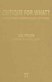 Cover of Critique for What? by Joel Pfister