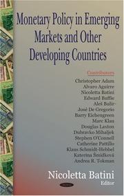 Front cover of Monetary Policy in Emerging Markets And Other Developing Countries by Nicoletta Batini