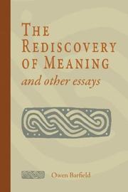 Front cover of The Rediscovery of Meaning and Other Essays by Owen, Barfield