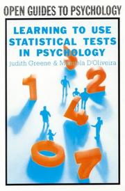 Front cover of Learning to use statistical tests in psychology by Judith Greene