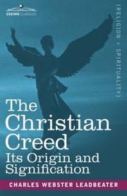 Front cover of THE CHRISTIAN CREED by Charles Webster Leadbeater
