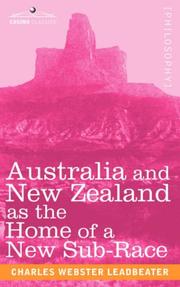Cover of Australia and New Zealand as the Home of a New Sub-Race by Charles Webster Leadbeater