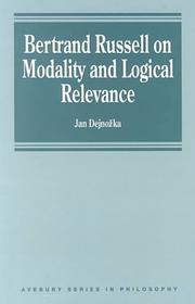 Front cover of Bertrand Russell on modality and logical relevance by Jan Dejnozka