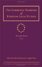 Cover of Cambridge Yearbook of European Legal Studies Vol 4 2001 by Alan Dashwood