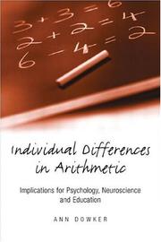 Cover of Individual differences in arithmetic by Ann Dowker