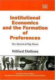 Front cover of Institutional economics and the formation of preferences by Wilfred Dolfsma