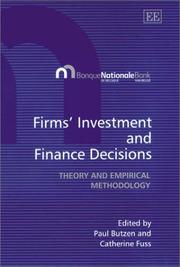 Front cover of Firms' investment and finance decisions by Catherine Fuss
