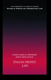 Front cover of Italian Private Law (University of Texas at Austin Studies in Foreign and Transnational Law) by Alpa