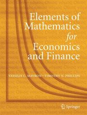 Front cover of Elements of mathematics for economics and finance by Vassilis C. Mavron