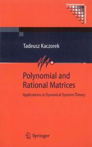 Cover of Polynomial and Rational Matrices by Tadeusz Kaczorek