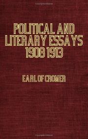 Cover of Political And Literary Essays (1908-1913) by Earl Of Cromer