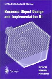 Front cover of Business object design and implementation III by OOPSLA (Conference) (1999 Denver, Colo.)