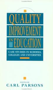 Front cover of Quality improvement in education by Carl Parsons